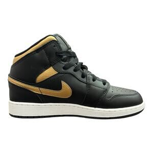Nike Air Jordan 1 Mid Black Gold Kids Size 6Y DQ8423-071 New Authentic